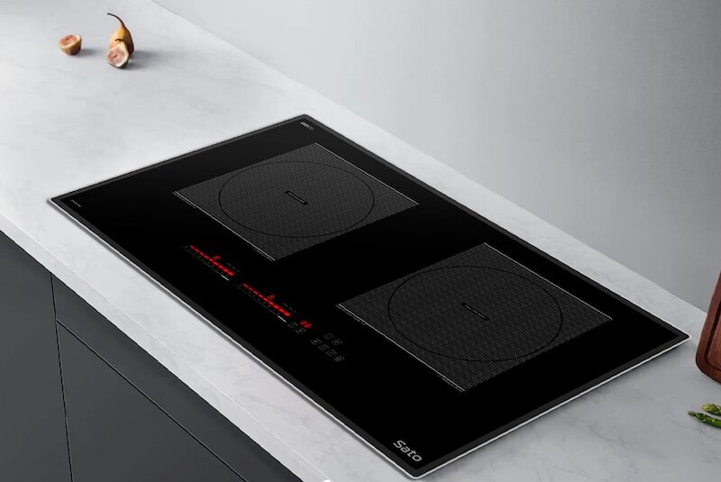 Bếp điện từ đôi Sato SIH655 N4.0 thiết kế đẹp mắt, hiện đại (Ảnh: sato).