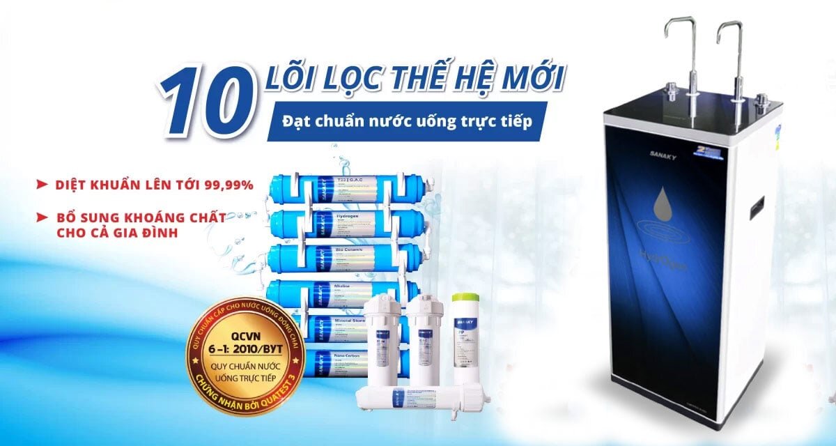 Máy lọc nước VH-4202VD của Sanaky có 10 lõi lọc