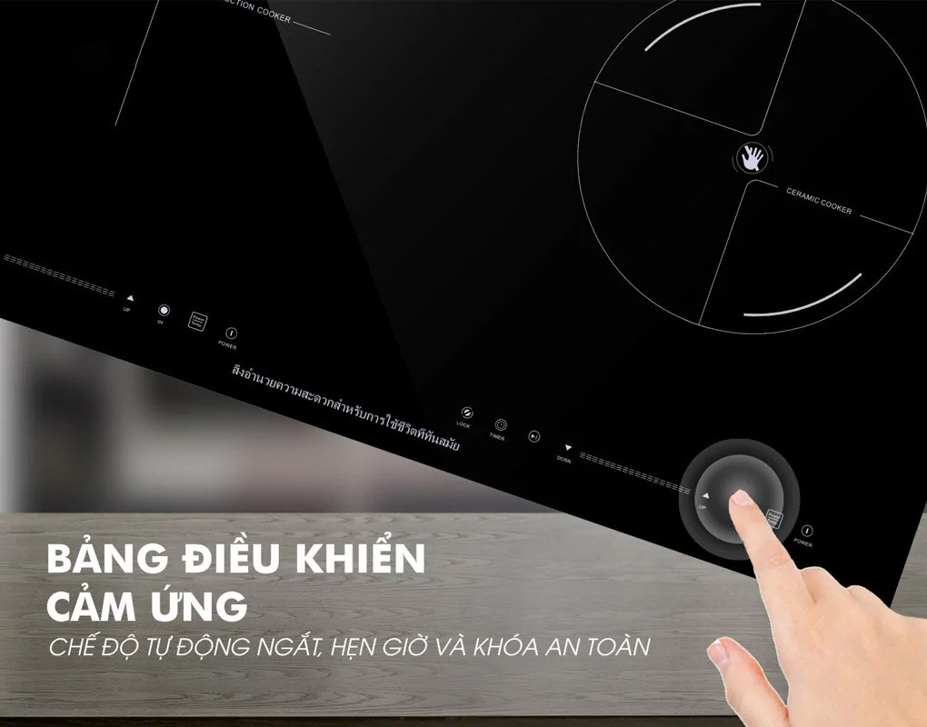Bảng điều khiển của bếp đôi từ - hồng ngoại Panworld PW-1913