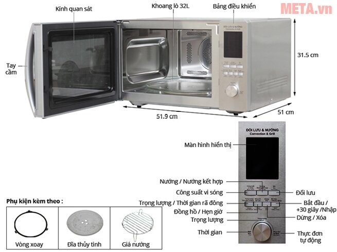 Lò vi sóng điện tử có nướng Sharp R-G932VN-ST (R-C932VN-ST) 32 lít