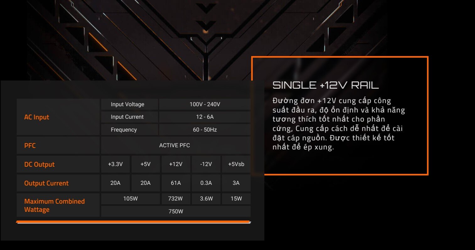 Nguồn Gigabyte UD750GM 750W (80 Plus Gold/Full Modular/Màu Đen) 