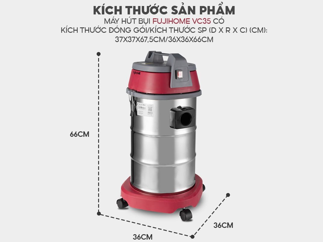 Máy hút bụi có kích thước gọn đẹp  Máy hút bụi