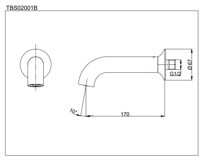 Vòi xả bồn TOTO TBS02001B bản vẽ