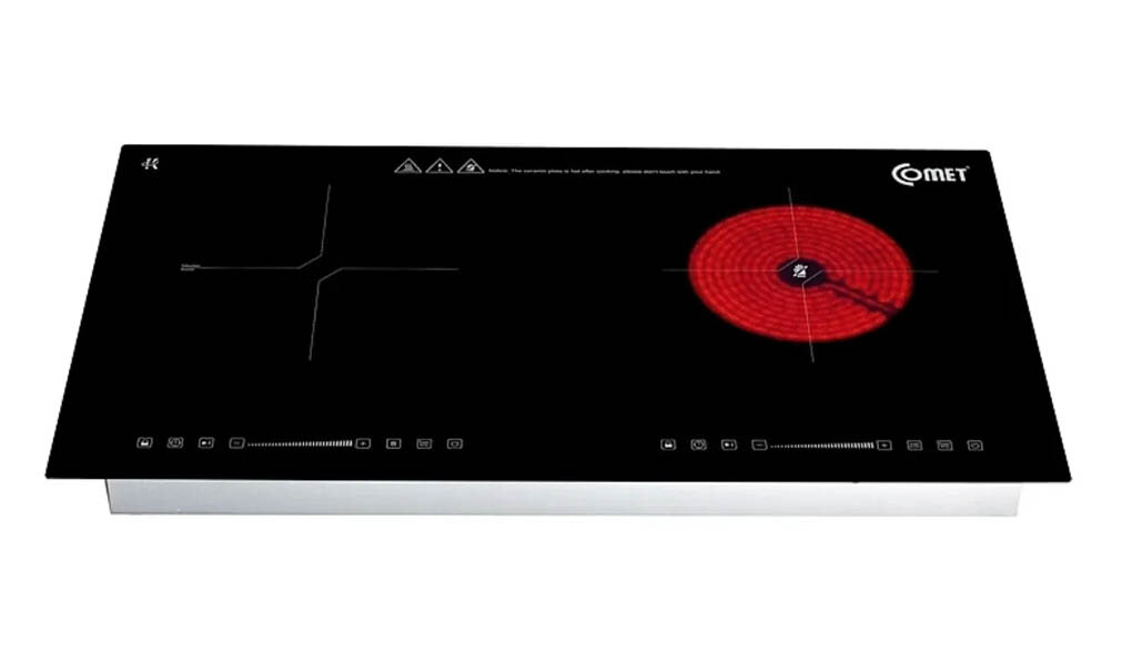 Bảng điều khiển cảm ứng trên bếp đôi Hồng ngoại - Điện từ Comet CM5588 