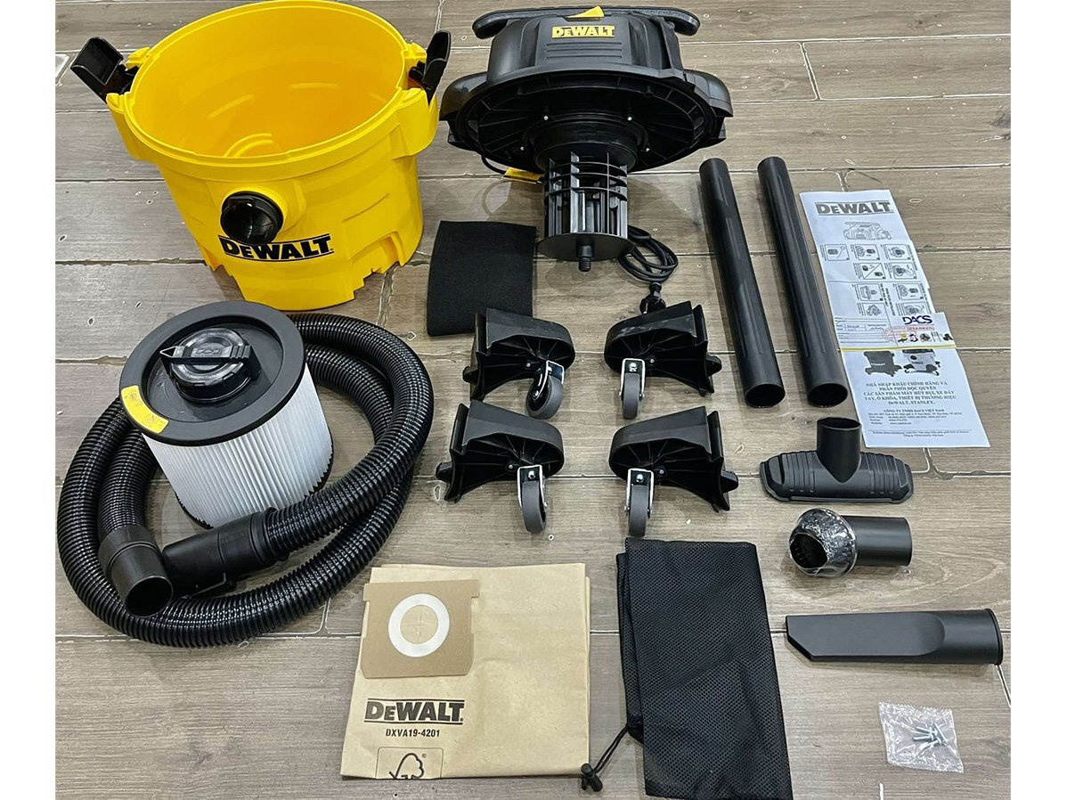 Trọn bộ sản phẩm Máy hút bụi 3 chức năng ướt/khô/thổi Dewalt DXV23P