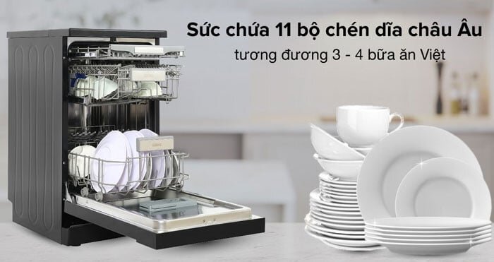 Máy rửa chén độc lập Galanz W45A3A401S-0E1(SS) có thể rửa 11 bộ đồ ăn châu Âu cùng lúc