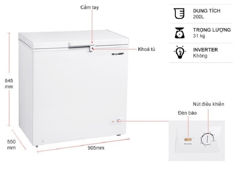 Tủ đông Sharp 1 ngăn 200 lít FJ-C200V-WH