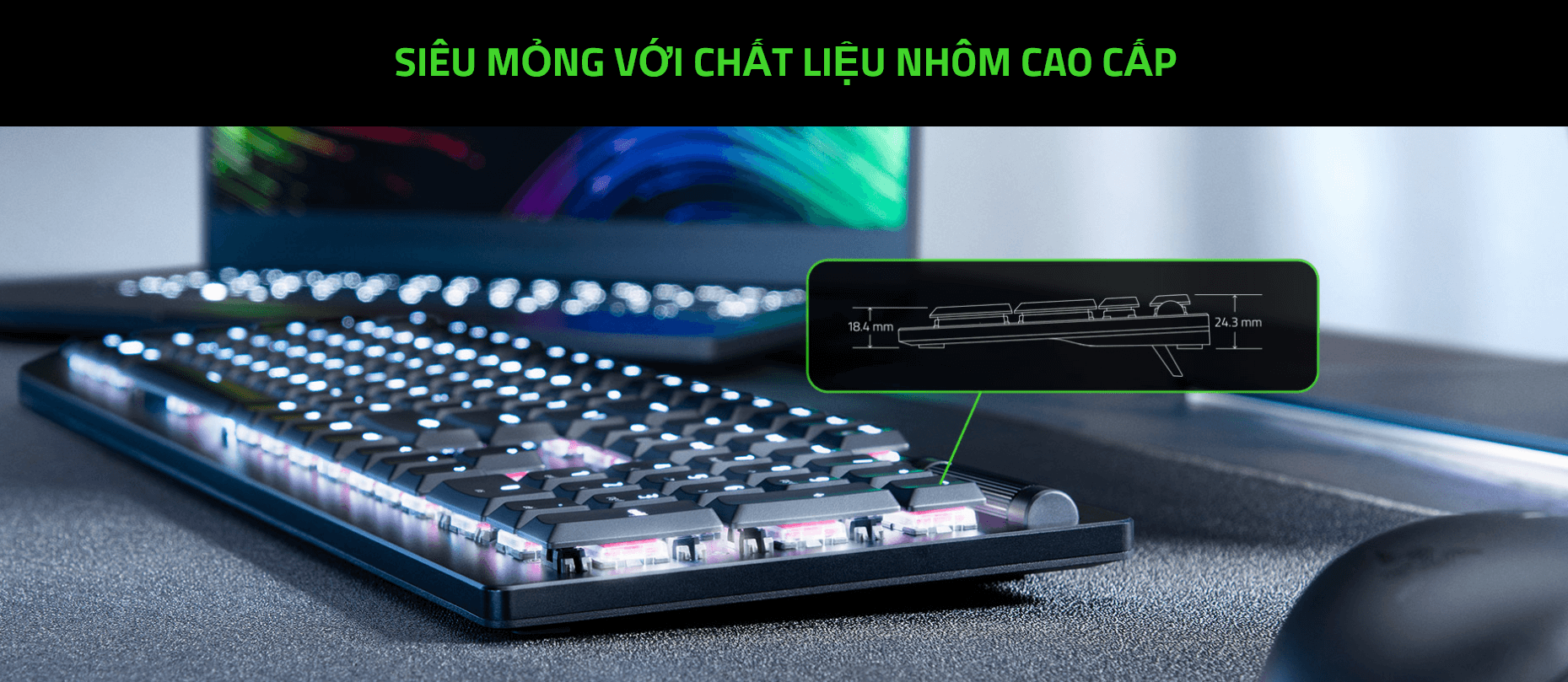 Bàn phím game Razer DeathStalker V2 Low Profile Optical (RGB/USB/Linear Red sw) (RZ03-04500100-R3M1) 4