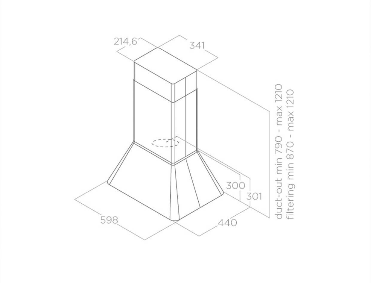Bản vẽ kỹ thuật máy hút mùi đảo ELICA IKONA BL MAT/A/60