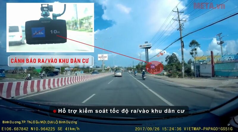 Camera hành trình VietMap Papago 51G (ghi hình với tên đường di chuyển)