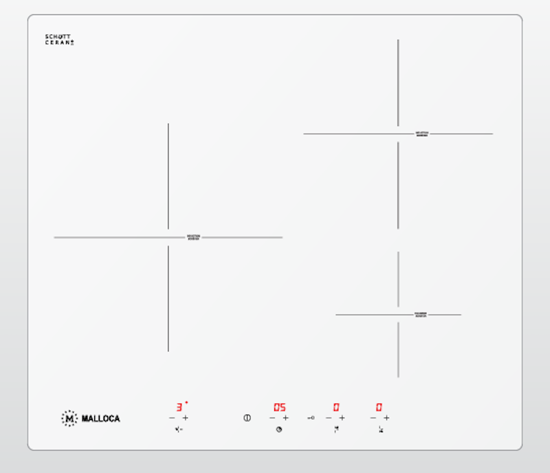Bếp từ Malloca MI-593-WN sở hữu thiết kế tối giản, sang trọng