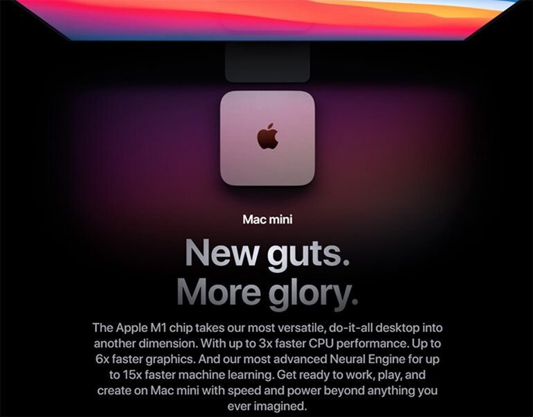 Máy tính Apple Mac mini 2020 M1 MGNT3SA/A - 8‑core CPU and 8‑core GPU, 8GB RAM, 512GB SSD, 1.4 inch