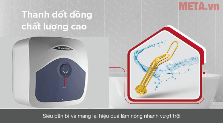 Bình nóng lạnh Ariston BLUE 30R 2.5 FE có thanh đốt 100% đồng làm nóng nhanh, độ bền vượt trội Bình nóng lạnh Ariston BLUE 30R 2.5 FE có thanh đốt 100% đồng làm nóng nhanh, độ bền vượt trội