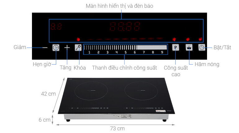 Bếp từ Lorca âm 2 nấu LCI 886 Plus