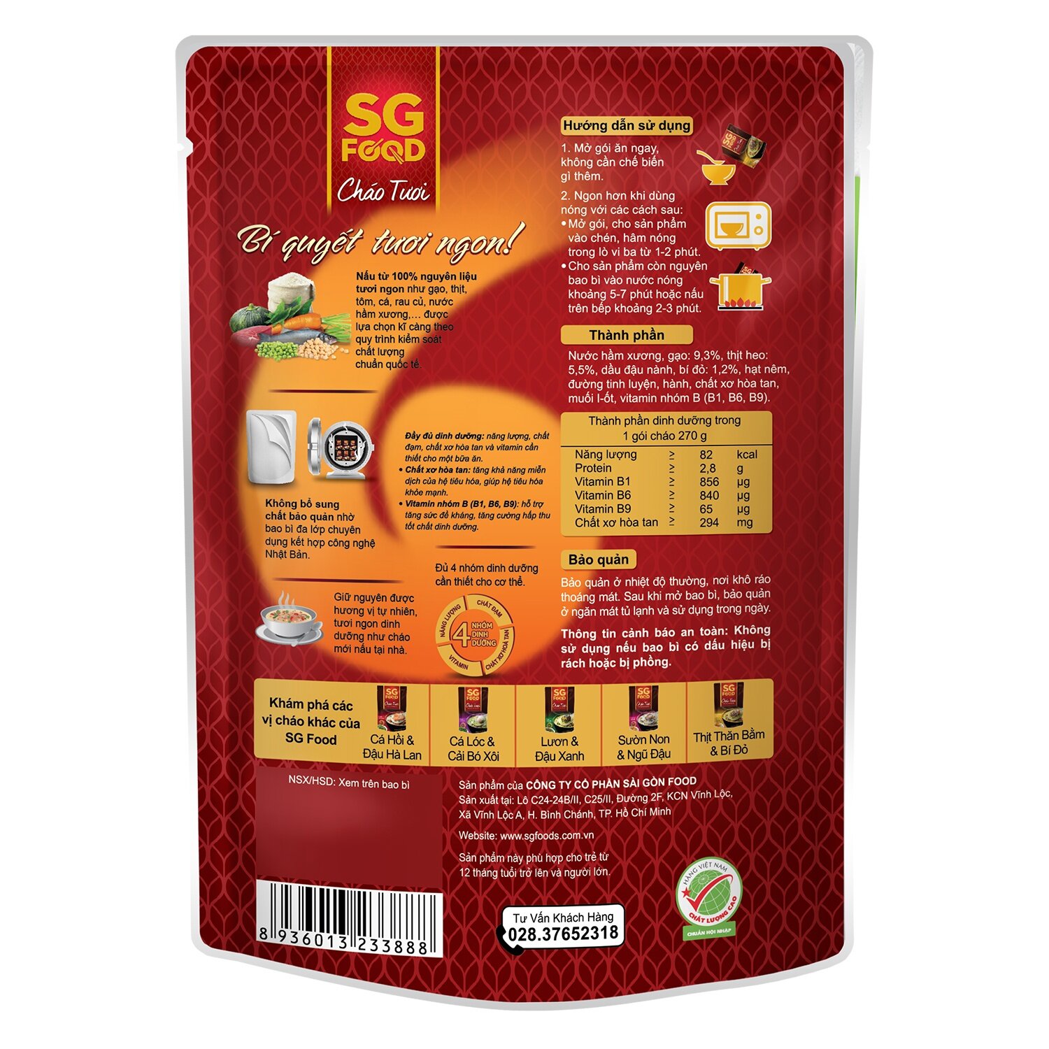 Cháo tươi Sài Gòn Food vị thịt bằm bí đỏ 6M+