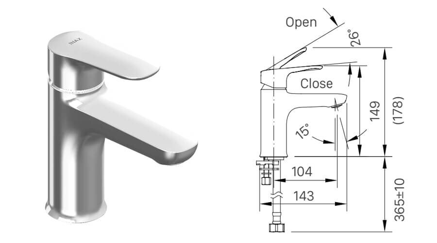 Bản vẽ Vòi Lavabo Lạnh INAX LFV-22S