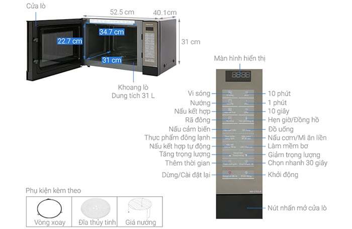 Kích thước lò vi sóng Panasonic NN-GT65JBYUE Kích thước lò vi sóng Panasonic NN-GT65JBYUE