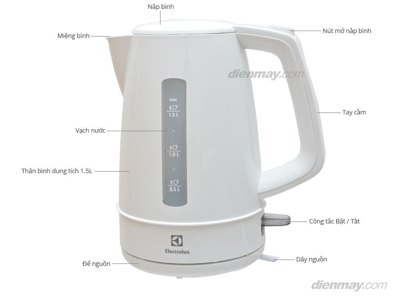 Bình siêu tốc Electrolux EEK1303W 1.5 lít Bình siêu tốc Electrolux EEK1303W 1.5 lít