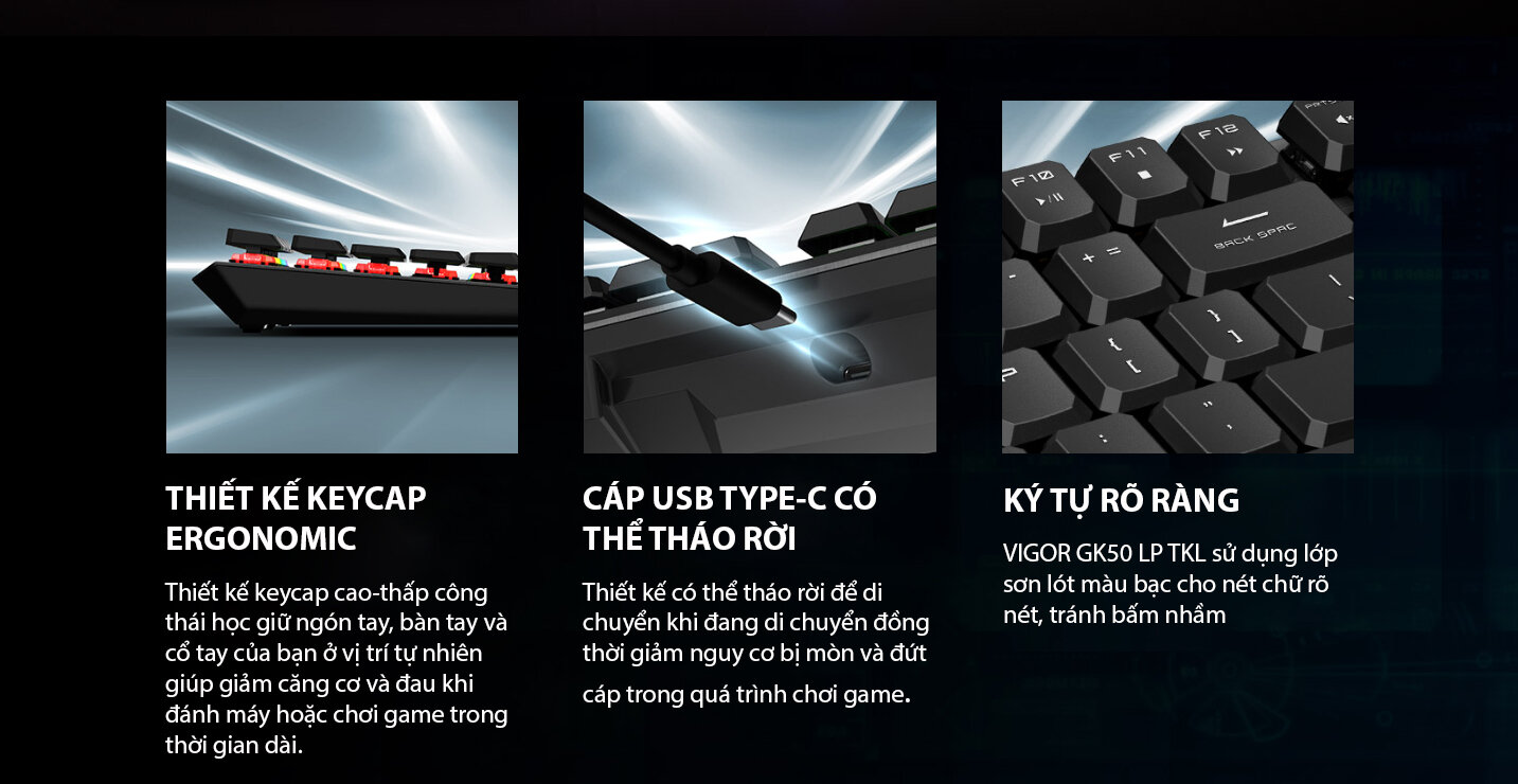 Bàn phím game MSI Vigor GK50 TKL đen (USB/RGB/Kailh Low Profile sw) 4