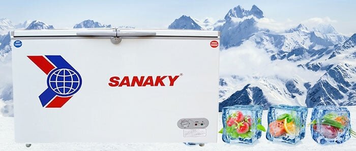tủ đông 2 ngăn Sanaky VH 365W2 sử dụng công nghệ làm lạnh 360 độ kết hợp dàn lạnh bằng nhôm