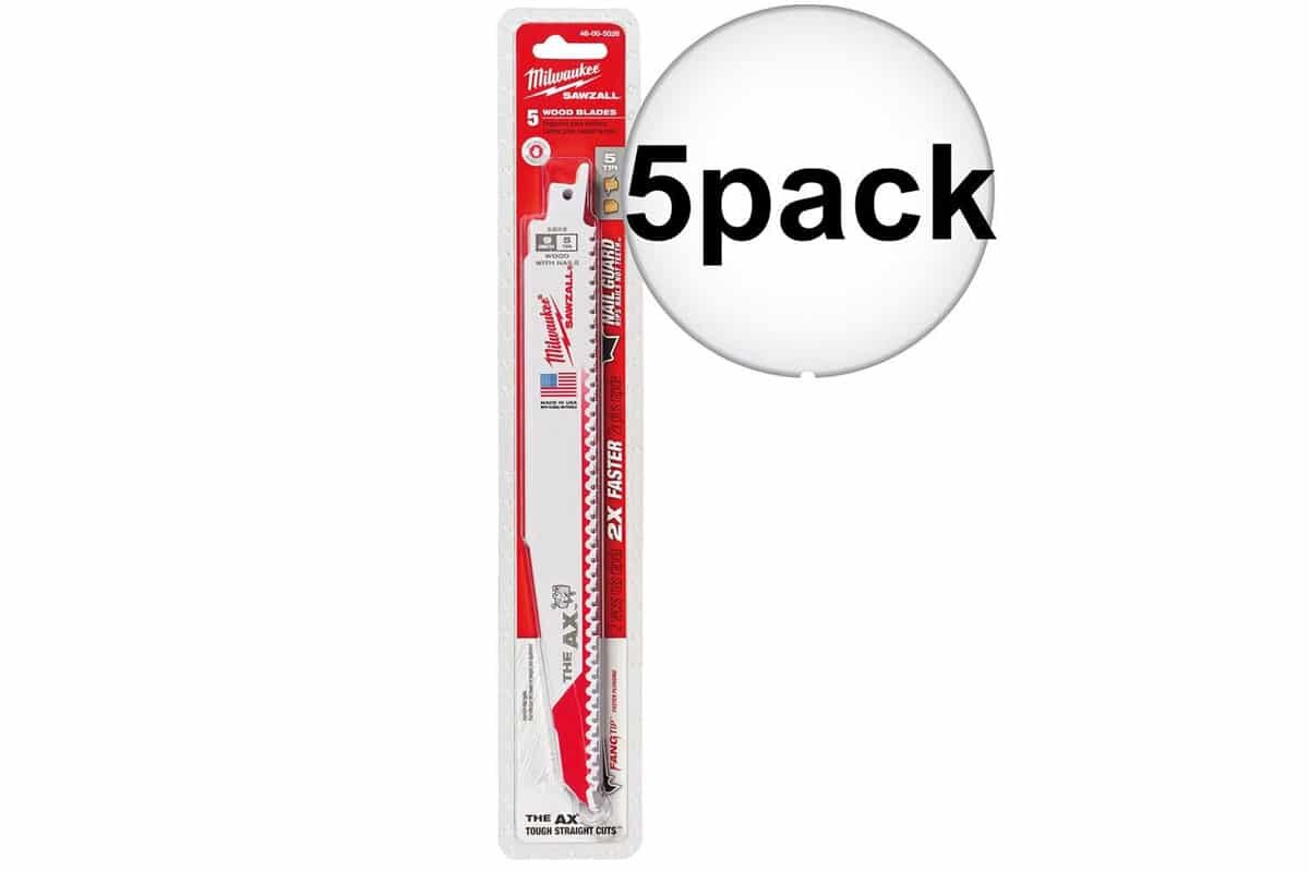 Bộ 5 lưỡi cưa kiếm gỗ AX T5-225.36mm Milwaukee 48-00-5026