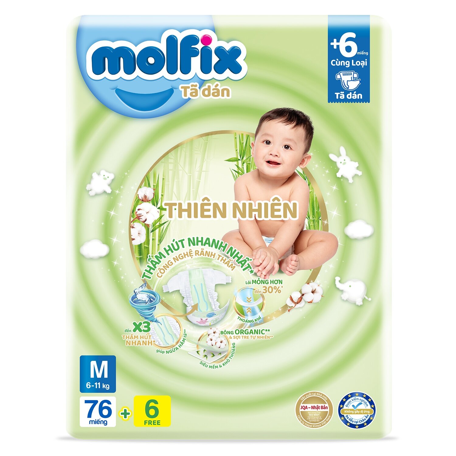 Bỉm dán Molfix Super Jumbo size M 76+6 miếng (cho bé 6kg-11kg)