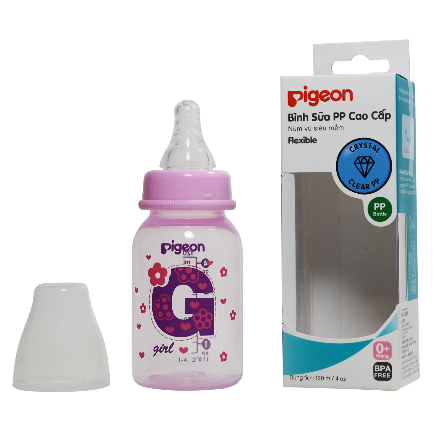  Bình sữa Pigeon 120ml bé gái (0 - 3 tháng)