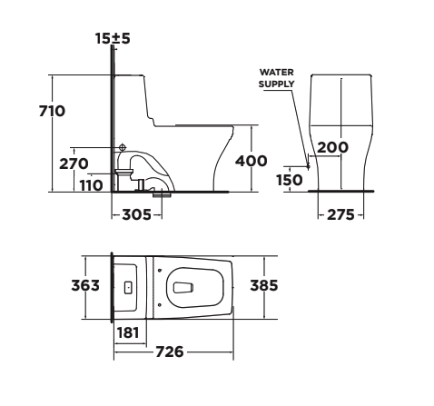 Bản vẽ kỹ thuật bồn cầu 1 khối American Standard Nobile WP-2060