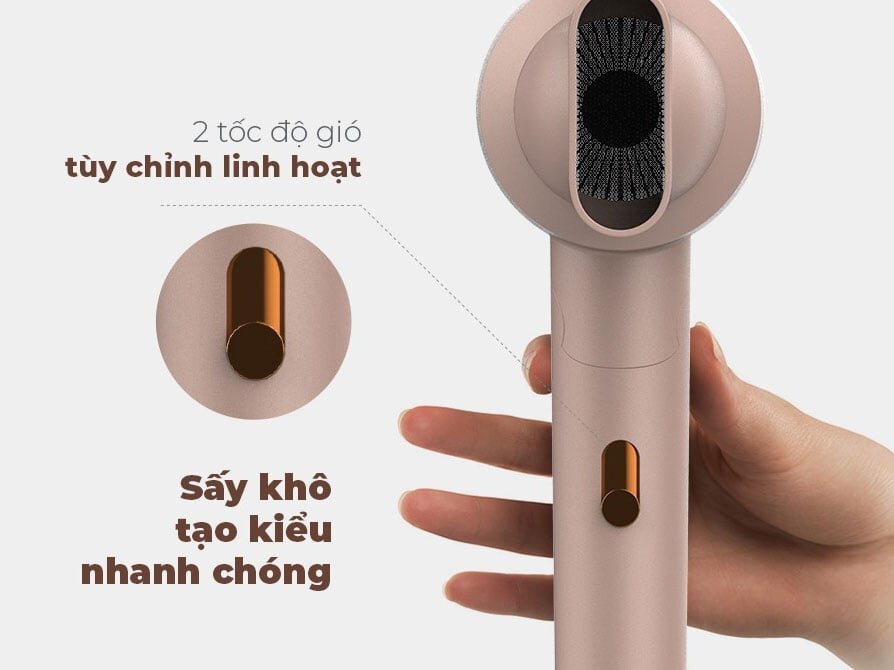 Máy sấy tóc Sunhouse SHD2313 có chế độ sấy nóng với 2 mức tốc độ