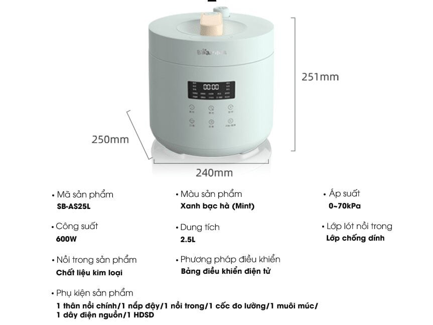 Nồi áp suất điện Bear SB-AS25L