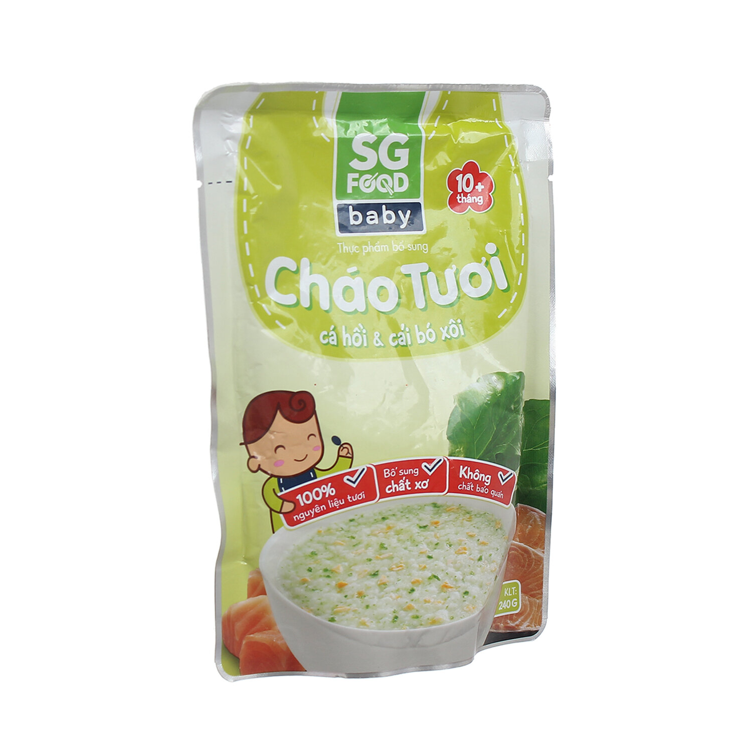  Cháo tươi Sài Gòn Food Baby vị cá hồi - cải bó xôi 10M 