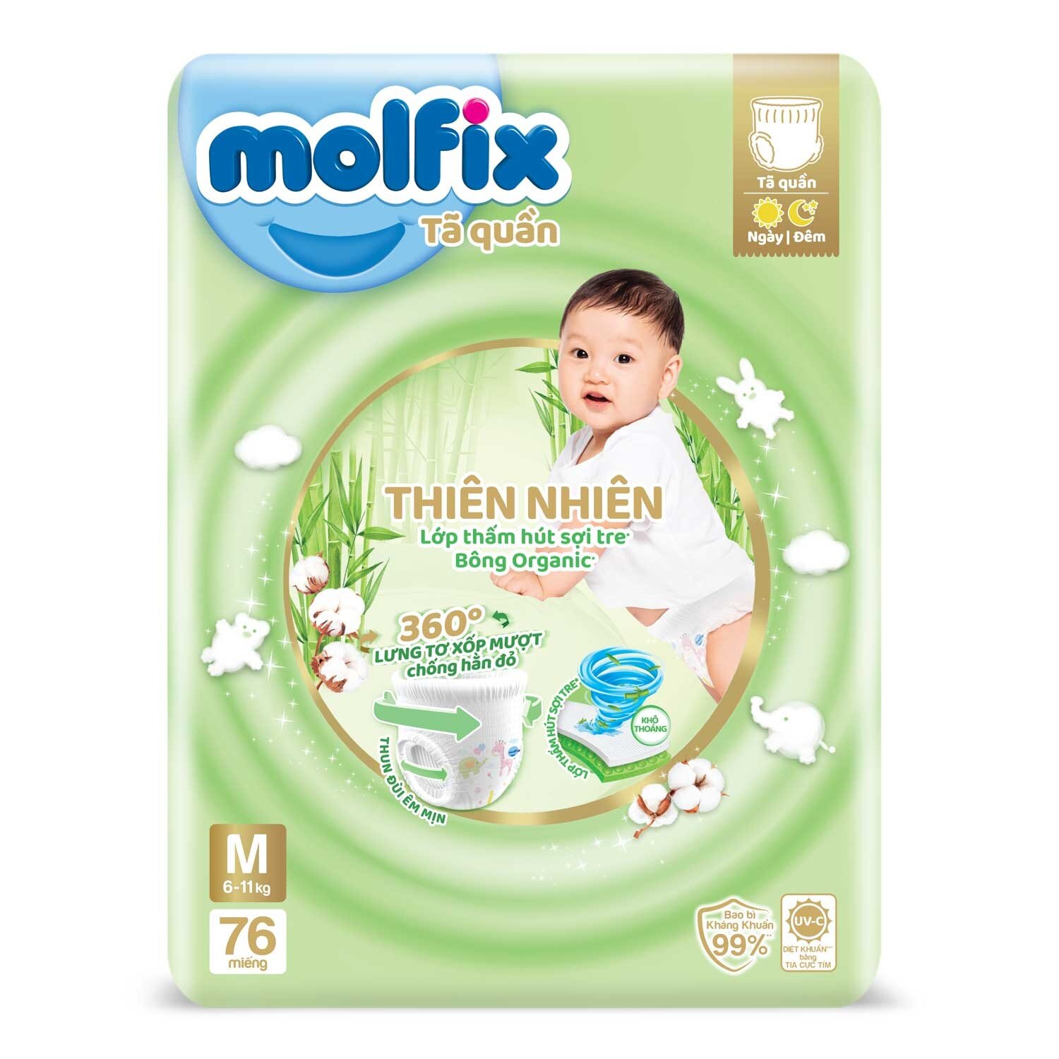 Bỉm - Tã quần Molfix Ultra Jumbo size M 76 (cho bé từ 6 - 11kg) 