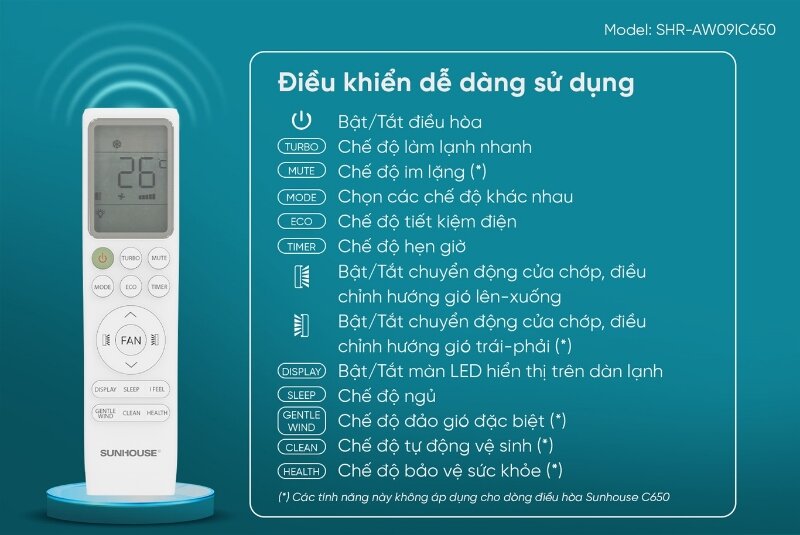 Điều hòa Sunhouse Inverter 9000 BTU 1 chiều  SHR-AW09IC650 gas R-32