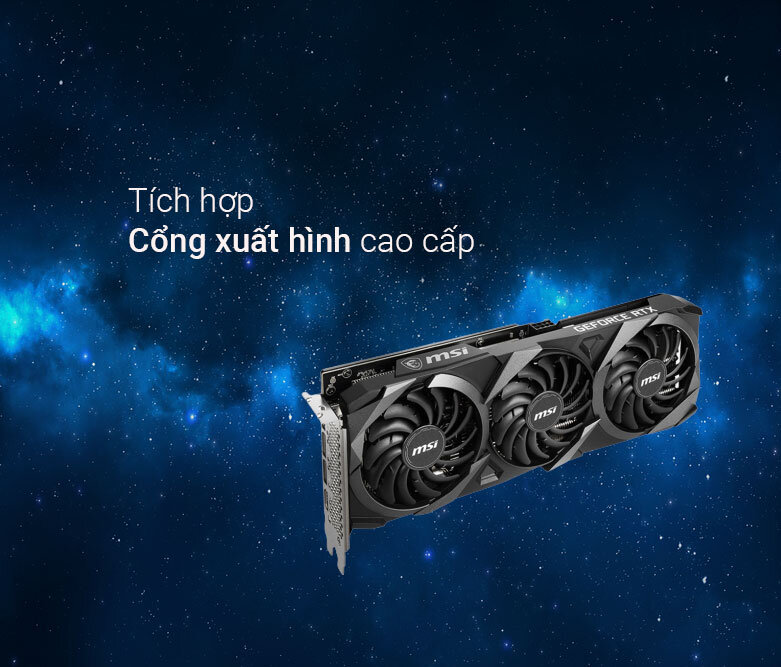 Card màn hình/ VGA MSI GeForce RTX 3060 Ti VENTUS 3X OC 8GB GDDR6 | Tích hợp cổng xuất hình cao cấp