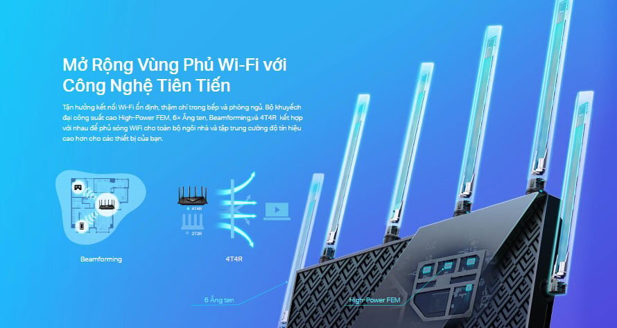Router Wifi 6 AX5400 Gigabit băng tần kép TP-Link Archer AX73