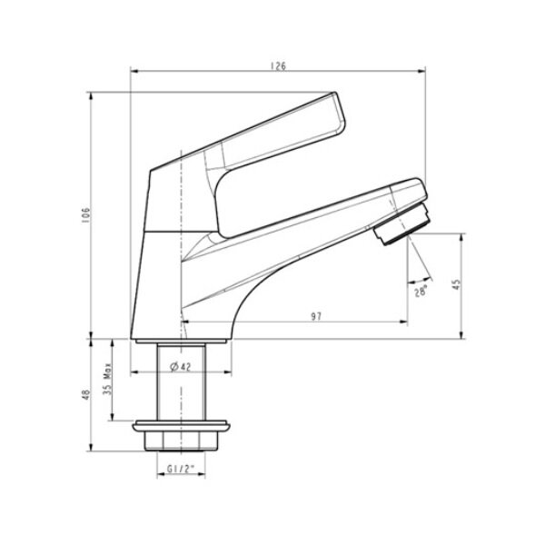 Bản vẽ kỹ thuật vòi lavabo WF-T601 American Standard (Lạnh)