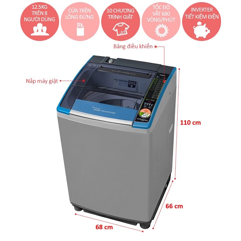 Máy giặt Aqua 12.5 kg AQW-DQ125ZT