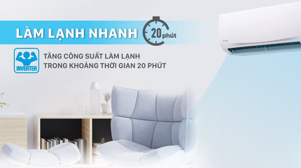 Điều hòa Daikin FTKB35YVMV làm lạnh nhanh chóng chỉ trong 20 phút
