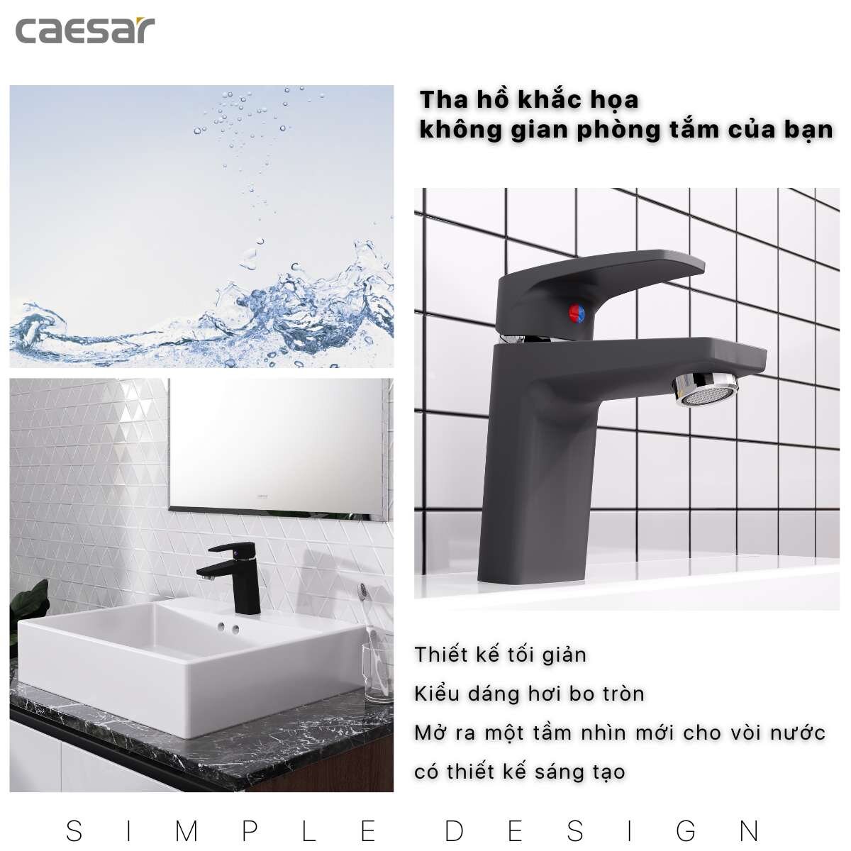 Vòi chậu lavabo nóng lạnh Caesar B390CU / CBU / CGU / CRU / CWU