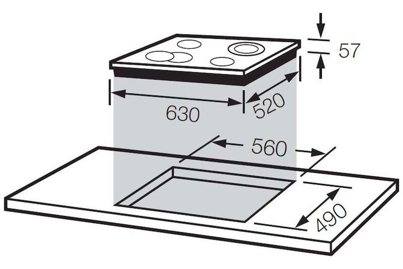 Kích thước bếp hồng ngoại 4 vùng nấu Fagor 2VFT-211AS (Ảnh: Fagor).