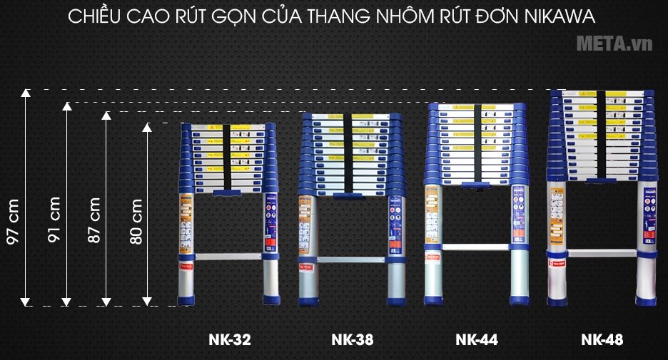 Thang nhôm rút đơn Nikawa NK-44