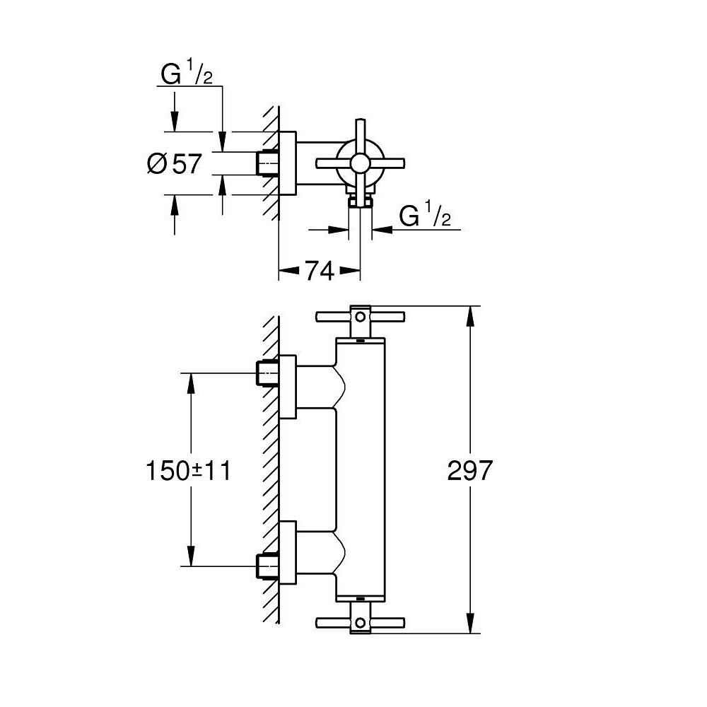 Bản vẽ kỹ thuật củ sen tắm nóng lạnh Atrio GROHE 26003003