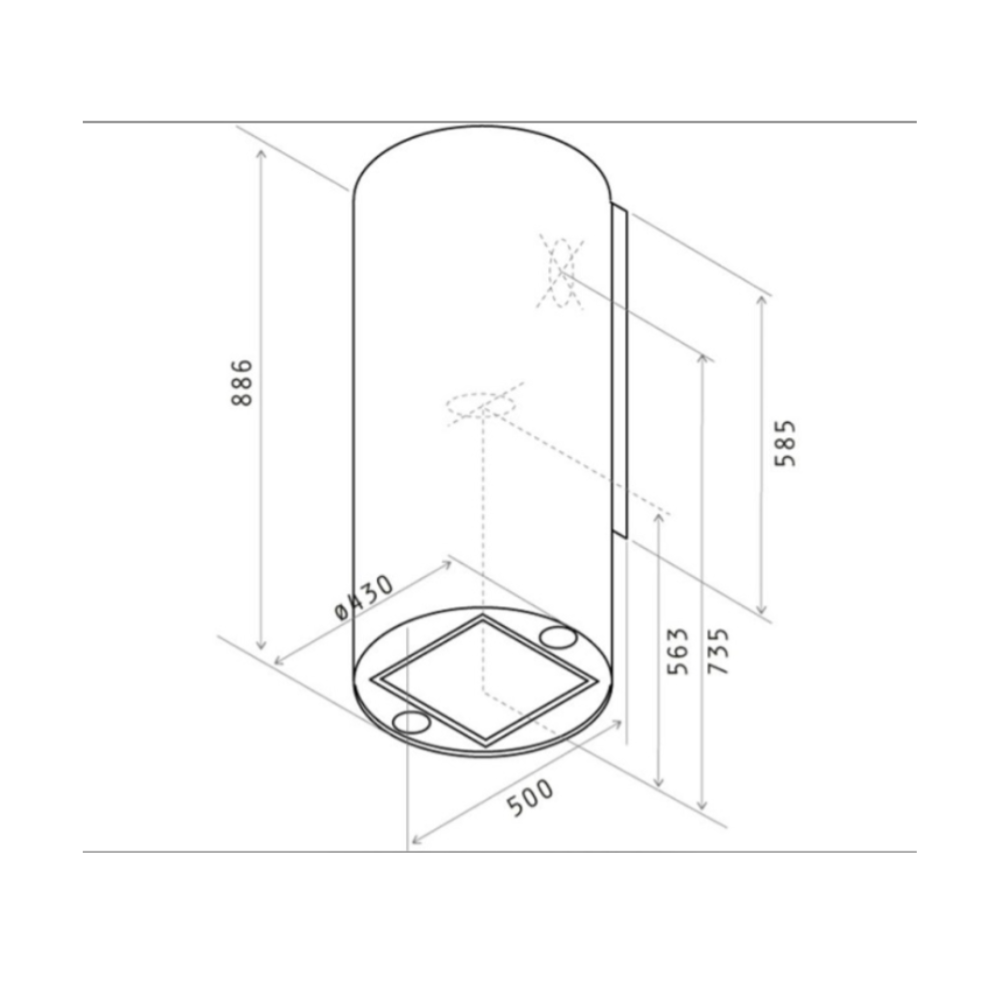 Bản vẽ kỹ thuật máy hút mùi áp tường ELICA TUBE IX/A/43
