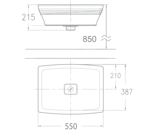 Bản vẽ kỹ thuật chậu rửa mặt lavabo đặt bàn AMERICAN STANDARD WP-F616