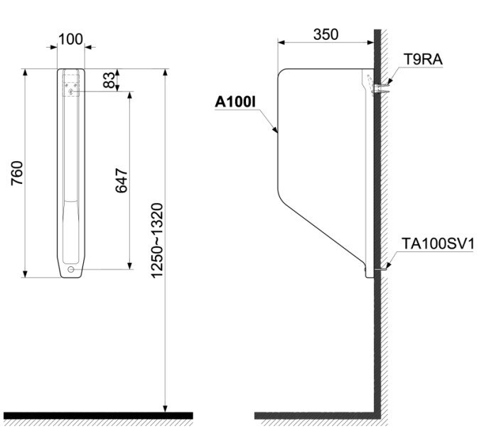 Bản vẽ vách ngăn bồn tiểu A 100