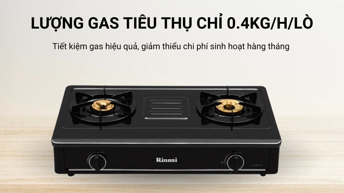 Rinnai RV-B274SB(EB) có lượng gas tiêu thụ chỉ 0.4kg/h/lò