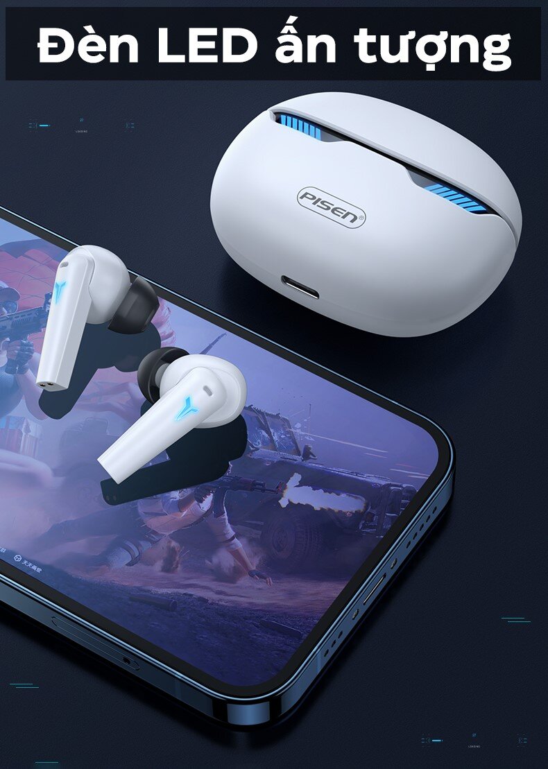 Tai nghe không dây PISEN X Pods Pro Gaming LV09JL Tím