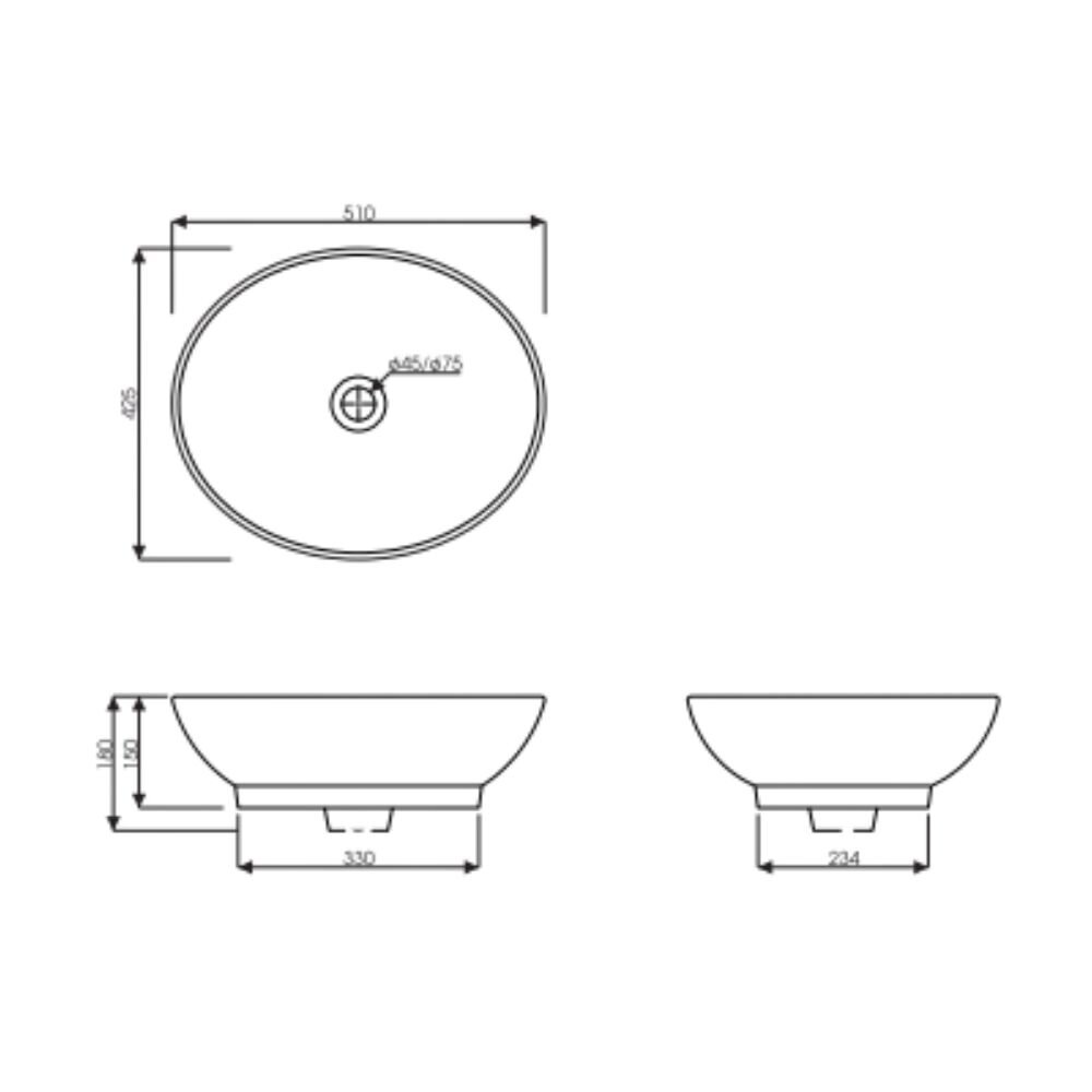 Bản vẽ kỹ thuật chậu rửa mặt lavabo đặt bàn Thiên Thanh LD03