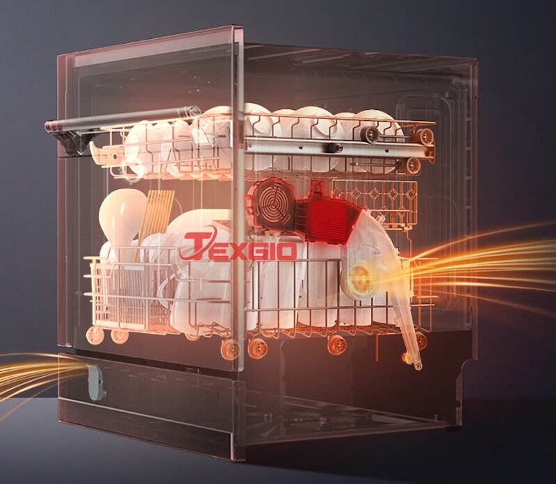 Máy rửa bát để bàn Texgio TGWF98SB được trang bị động cơ mạnh mẽ với công suất 1850W