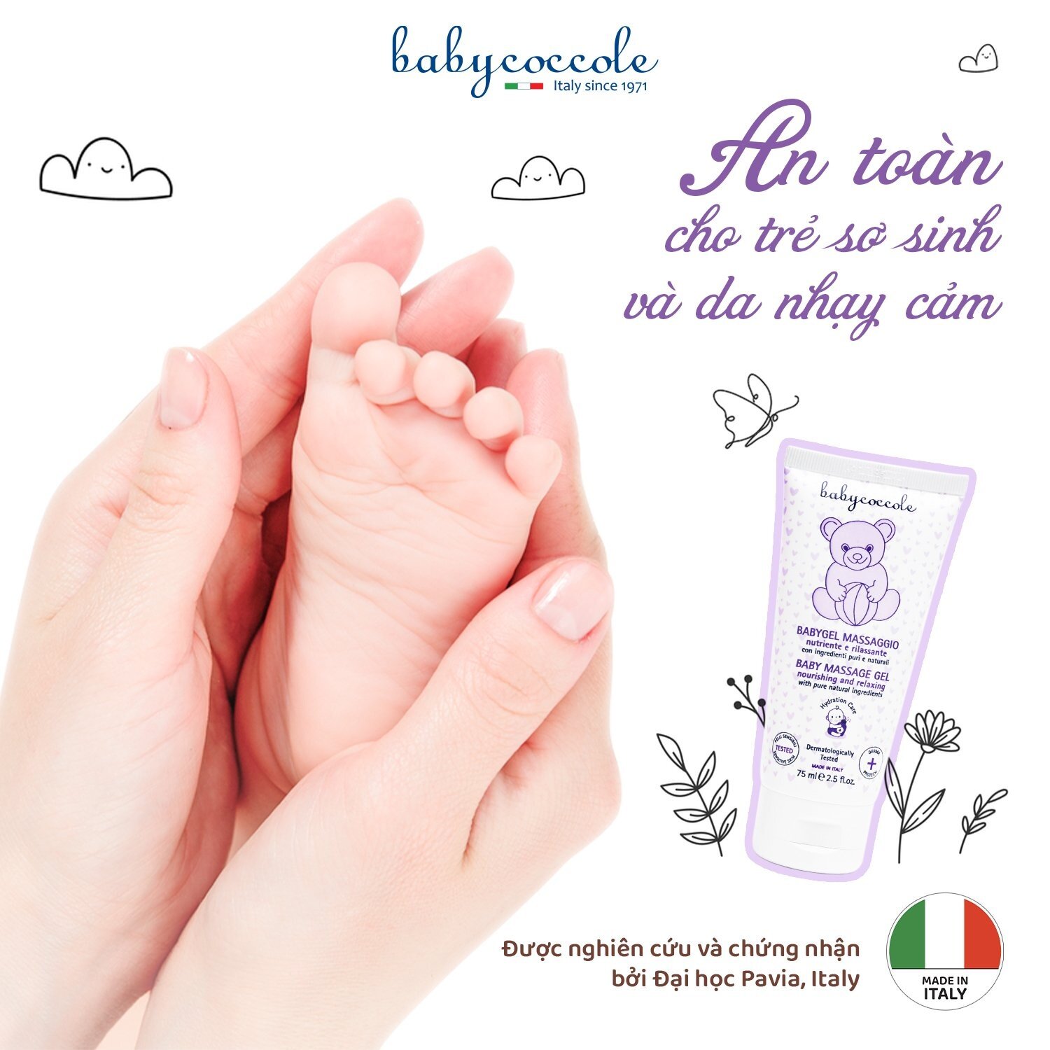Gel massage cho bé hạnh nhân Babycoccole 75ml 0M+ an toàn với bé